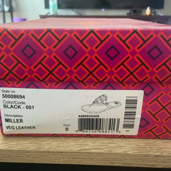 Tory Burch Black Miller Leather Sandals - Picture 2 of 15